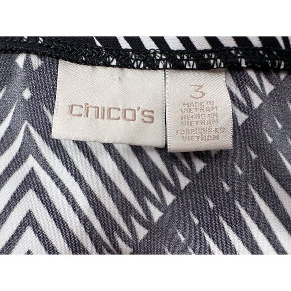 Chicos‎ Size 3 Womens Maxi Skirt Geometric Tribal Print Black & White Side Slit - Picture 16 of 16